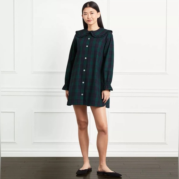 Hill House Dresses & Skirts - Hill House Evelyn Dress Blackwatch Tartan Peter Pan Collar Plaid Green